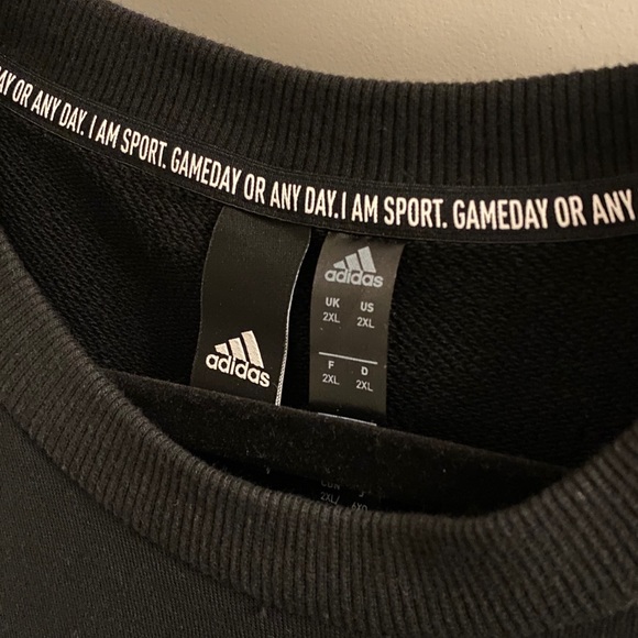 Adidas Men’s Cotton Crew Neck Sweater, Black, Size XXL, Adidas White Logo - Picture 5 of 11